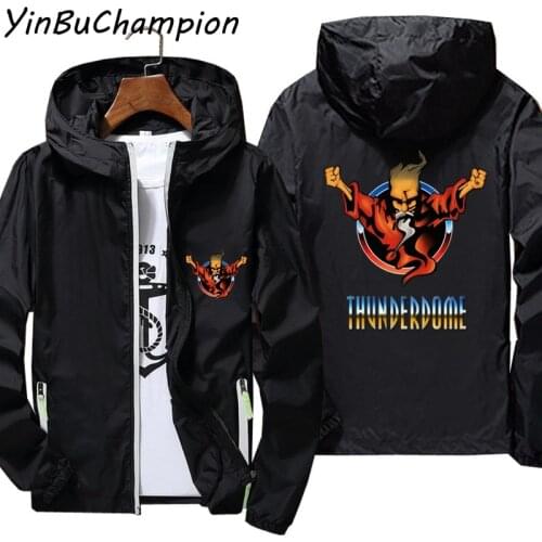 Thunderdome Wizard Logo Hardcore Techno And Gabber Mens Women Windbreaker Zipper Thin Skin Reflective Hooded Pilot Jacket 6XL M