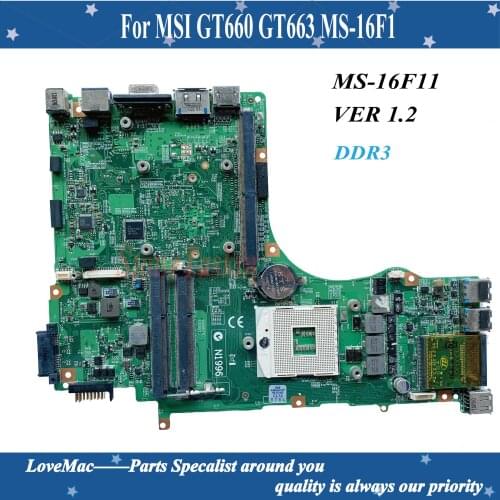 High quality For MSI GX660R GT660 GT663 MS-16F1 Laptop motherboard MS-16F11 VER: 1.1 PM55 DDR3 non-integrated 100% tested