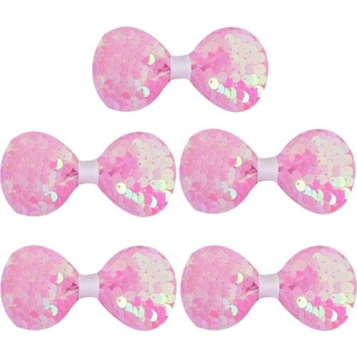Oaoleer New 5PCS/Set Cute Baby Girls Glitter Sequins Bow Hairpin Bowknot Hair Clip Cute Hairpins Daily School Barrettes Headwear