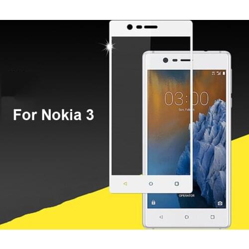 1pcs Ultra-Thin White Gold Black color full screen protector Tempered Glass film 5.0'' For Nokia 3 Screen protective glass film