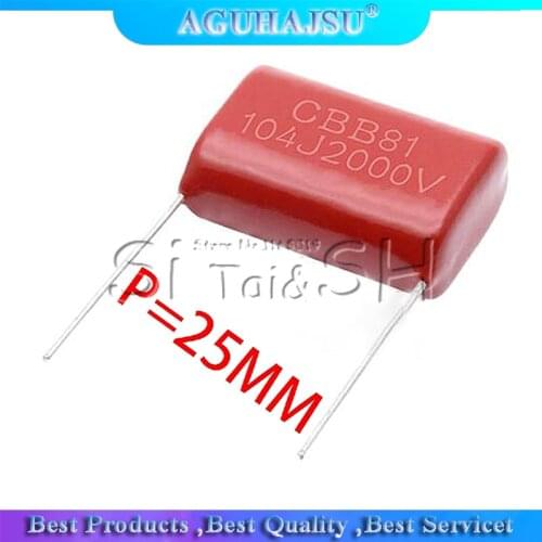 10PCS 0.1uF 2000V 2KV CBB 104 100NF Polypropylene film capacitor pitch 25mm CBB81