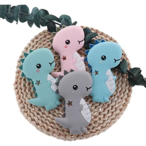 10pcs Silicone Baby Teething Dinosaur Silicone Nursing Teether For Teeth Baby Teething Pendant For Pacifier BPA Free Baby Goods