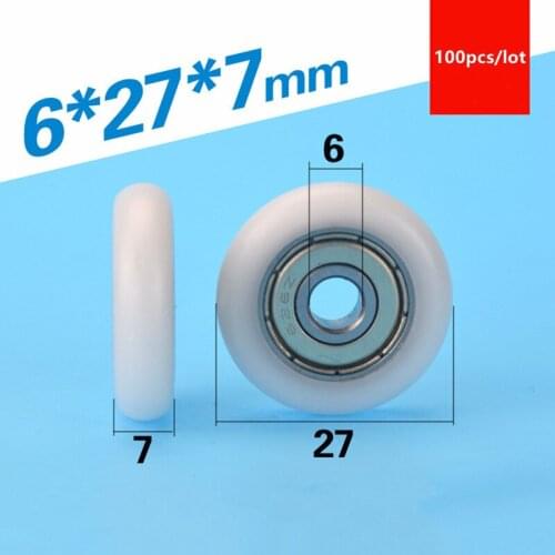 100pcs circular arc plastic coated bearing 626ZZ 626 6*27*7mm POM nylon pulley roller 3d printing machine