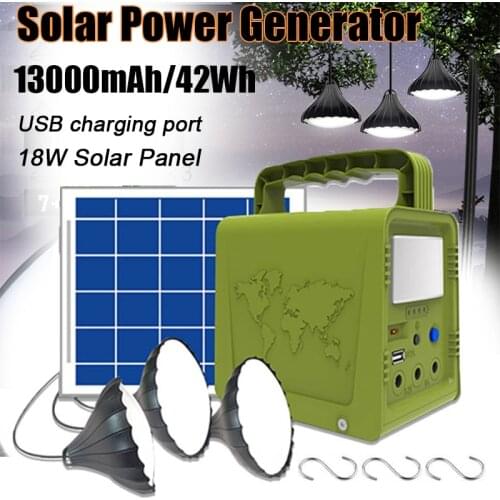 18W Solar Panel Power Storage Generator Home System Kit 5V USB Charger Portable Solar Generator System Outdoor Garden Lighting