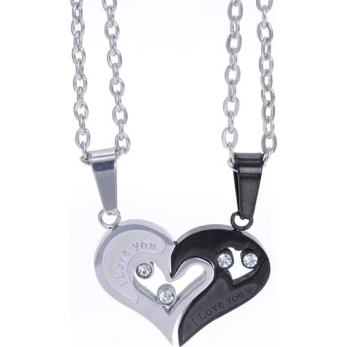 2pcs Matching Lovers' Relationship Stainless Steel Pendant Necklaces For Valentines Couple Puzzle Necklace Gift For Girlfriend