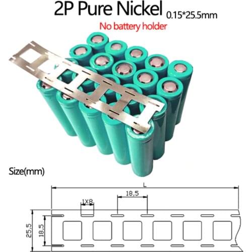 2P 18650 Nickel Strip 0.15*25.5mm High Purity Pure Nickel Strips For 18650 Lithium Batteries Pack Welding Connection Nickel Belt