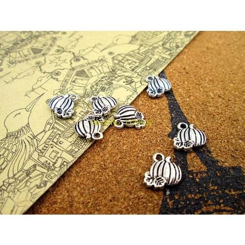 40pcs--Halloween mini Pumpkin Charms Silver Tone mini Pumpkin pendants charms 16x18mm