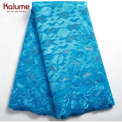 Kalume African Swiss Lace Fabric 2021 High Quality Nigerian Cotton Lace Fabric 5 Yards Swiss Voile Lace For Diy Dress Sew H2493