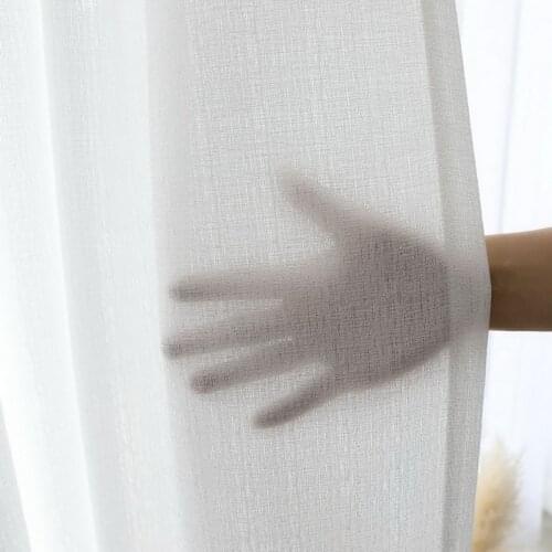 White Solid Sheer Curtain for Bedroom Living Room Cotton Linen Thick Tulle Fabric Window Treatment Drapes M047C