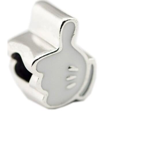 White Enamel Mouse Iconic Glove Silver Beads for Charms Bracelets Women Fine Silver 925 Jewelry Charm Beads for Jewelry Making