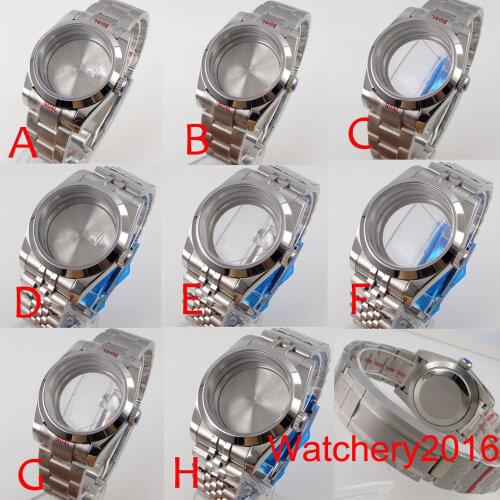 36mm BLIGER Polished Steel Watch Case Fit NH35A NH36A Miyota8215 821A ETA 2836 See-through Back Brushed Oyster Bracelet Sapphire