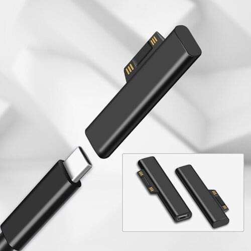 Black Surface Book Type C Female PD Fast Charging Plug Converter for Surface Pro 3 4 5 6 Go Connector for USB C Female Adapter