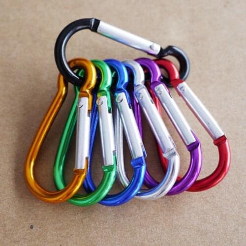 5pcs Colorful Aluminum Alloy R Shaped Carabiner Keychain Hook Spring Snap Clip Camping Hiking Climbing Accessory Travel Kits