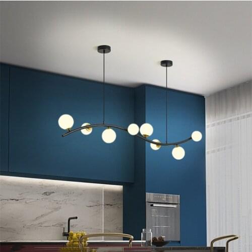 Long magic bean lamp dining chandelier Nordic modern living room dining table chandelier bar counter hotel commercial chandelier