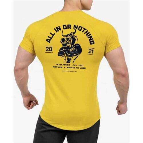 2021 New Mens cotton T Shirt Fitness Bodybuilding Clothing O neck Short sleeve Men Fashion T-shirts Casual For Male slim tops