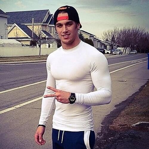 Running T-shirt Men Sports Tight Long Sleeve Fitness Men Compression Shirt Jogging Quick Dry Exercise Training Tees Gym Clothing