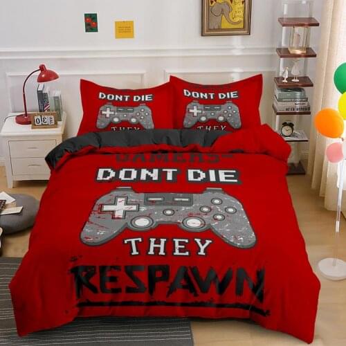 Gamepad Bedding Set for Boys Modern Gamer Comforter Cover Video Game Duvet Kids Colorful Action Buttons Printed