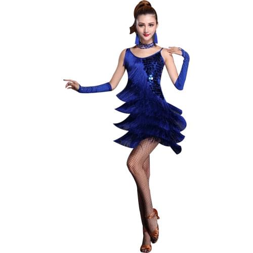 Red latin dance costumes women salsa dancewear dance costume dresses ballroom competition dresses tango adult fringe gold sequin