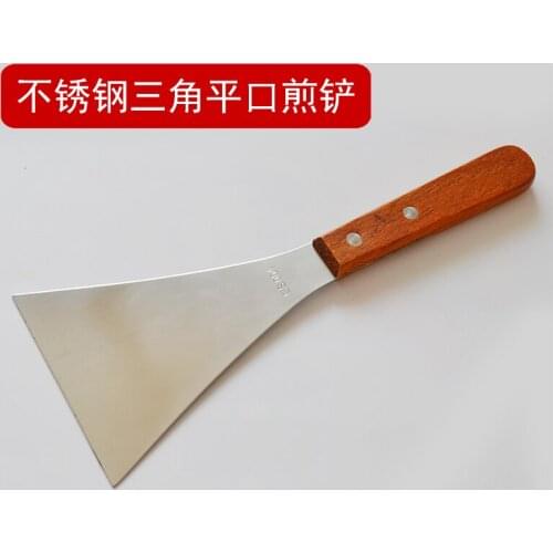 Wooden handle stainless steel cooking shovel steak baking barbecue triangle flat mouth pancake fry pizza food scoop kitchen tool