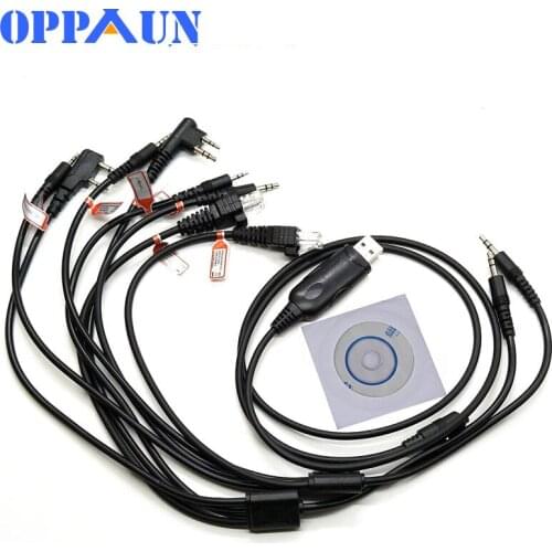 Multifunction 8 in 1 USB Programming Cable for kenwood baofeng motorola yaesu for icom Handy walkie talkie car radio CD Software