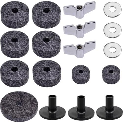 18pcs Drums Felt Set Drum Accessories Set Black Replacement Drums Felt Set Musical Percussion Instrument Accessories