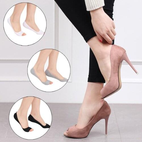 Summer Socks Womens Cotton Thin Toe Boat Low-Cut Invisible Non-Slip Fish Mouth Sock High Heels Womens No-Show Socks Hot