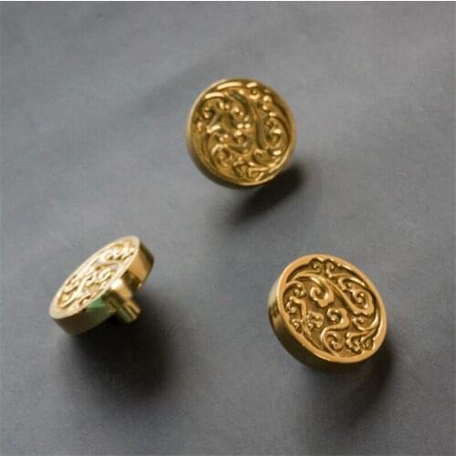 New Wave Pattern Brass Handle Solid Round Single Hole Wardrobe Wine Cabinet Door Drawer Knob Handles
