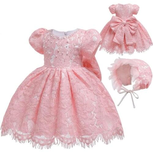 2020 new fashion childrens clothing children Red Princess Dress Lace One Year Old Baby Photography Child Skirt Short Sleeve