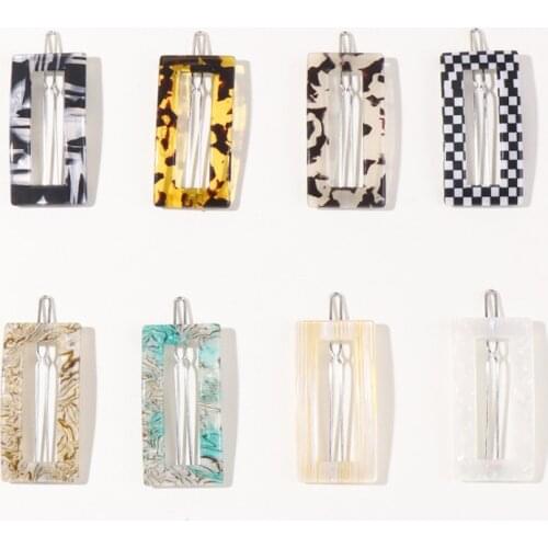 New Women Acetic Acid Acrylic Hair Stick Solid Geometric Acetate Hair Clips Elegant Hair Bun Holder Barrette Hair Accessories