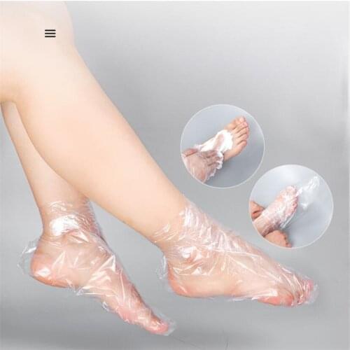 100pcs Disposable Foot Cover Transparent Film Foot Cover for Pedicure Prevent Infection Remove Chapped Foot Covers