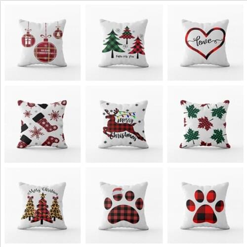 GY0806-2 Grids Christmas Cotton Cushion Case (No filling)Polyester Home Decor Bedroom Decorative Sofa Car Throw Pillows
