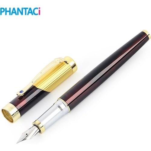 Business Office Fountain Pen 0.5mm Medium Nib Metal Black Iraurita Gold Clip Writing Fountain Pens School Stationery Supplies