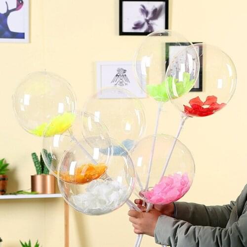 6PCS 12inch/18inch Bobo Ball Transparent Round DIY Wedding Birthday Party Decoration PVC Balloon Feather Helium Inflatable Balls
