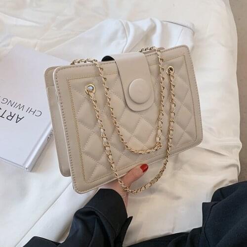 Tote Underarm Bag Women Backpack Designer Shoulder Bag Female Handbag Purse Chain Fashion 2021 PU Leather Simple Diamond Lattice