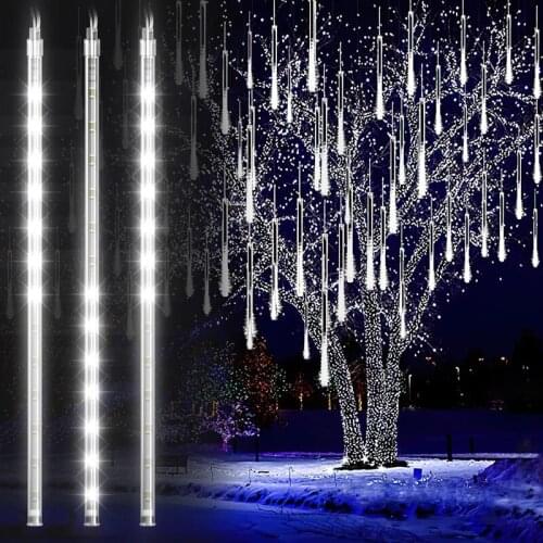 8 Tube 30cm LED String Lights Street Garland Christmas Tree Decoration Outdoor New Year Fairy Tale Garden Meteor Light