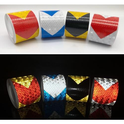 50mm width Colors Arrow Pattern Mesh Reflective Ribbon Car Sticker Automotive Style Vehicle Truck Motorcycle Warning Tape