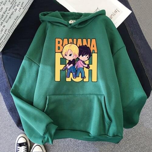 BANANA FISH Print Hoodie Oversized Women/Men Harajuku Loose Streetwear Sweatshirt Carton Spring Warm Graphic
