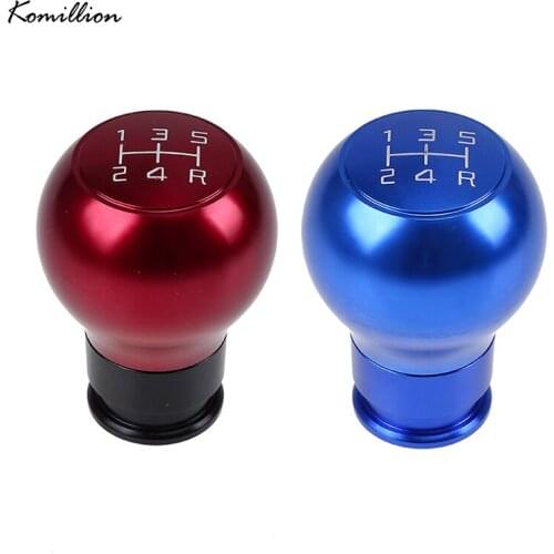 Universal Car 5 Speed Gear Shift Knob Manual Pattern Aluminum Red/Blue Stick Lever Handbrake Cover Adapters Auto Interior Parts