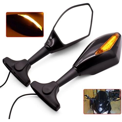 Universal Motorcycle LED Turn Signals Rear View Side Mirrors For Yamaha FZR400 BT1100 XJR400 MT07 MT09 MT10 FZ07