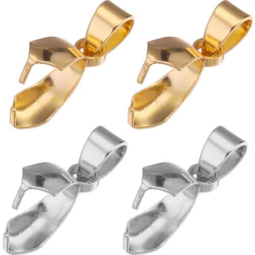20pcs stainless steel Pendant Clasps Pinch Clip Bail Hooks Connector Steel Color Fermoir Connecteur Collier For Necklace DIY