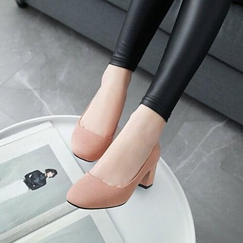 Big Size11 12 13 14 ladies high heels women shoes woman pumps Squarehead Package toes Shallow mouth Thick with Single shoes