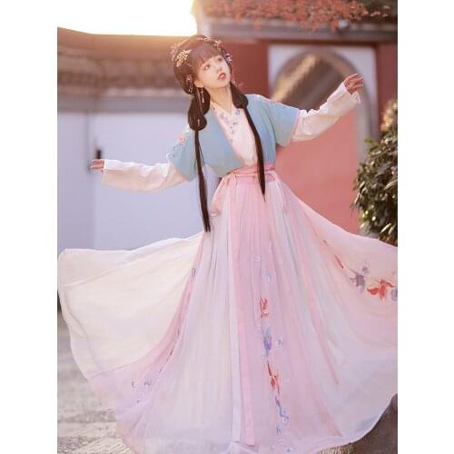 Women Hanfu Chinese Traditional Folk Costume Girl Han Dynasty Dance Wear Fairy Cosplay Clothes