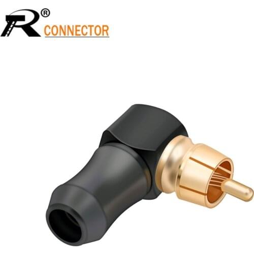 1PCS Gold plated Right Angle RCA Male Plug RCA Wire Conector Audio Video Connector Soldering