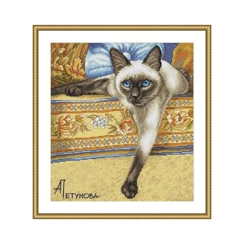 25.-blue-eyed cat Counted Cross Stitch 11CT 14CT 18CT DIY Cross Stitch Kits Embroidery Needlework Sets