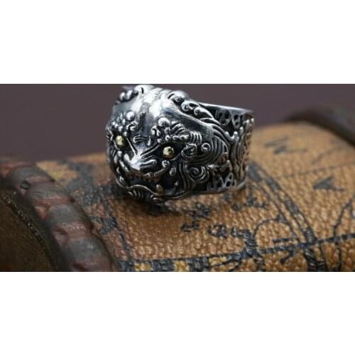925 STERLING SILVER Pi Xiu beast lucky men mens rings Ring jewelry A5593