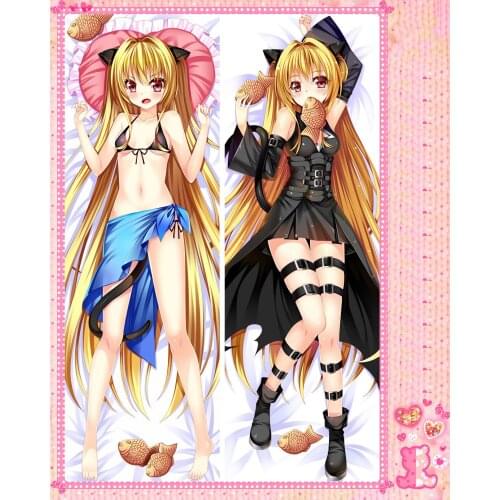 Anime Cartoon To Love Double Bolster Hugging Pillow Case Pillow Cover Pillowcase Peach Skin 2 Way No.59006