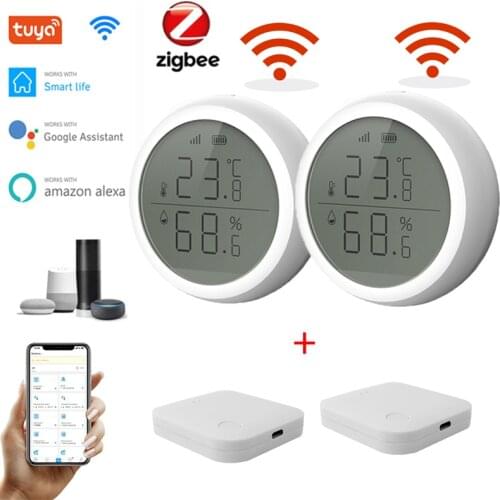 Tuya Zigbee Temperature And Humidity Sensor LCD Screen Hygrometer For Tuya/Smartlife APP Control Via Alexa Home With Gateway