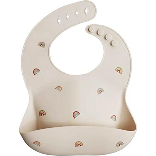 Baby Silicone Bib Food Grade Bibs Rainbow Cherry Waterproof Feeding Burp Cloth Bandana Toddler Saliva Towel Aprons Baby Stuff