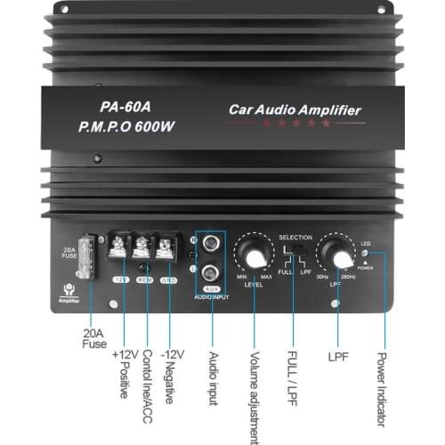 12V 600W PA-60A High Power Speaker Subwoofer Bass Amplifier Module Car Audio Power Accessories Durable Lossless Amplifier Board