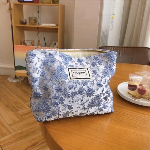 Women Embroidered Cloth Cosmetic Bag Korean Travel Pouch Beauty Storage Cases Washing Make Up Organizer Clutch Purse